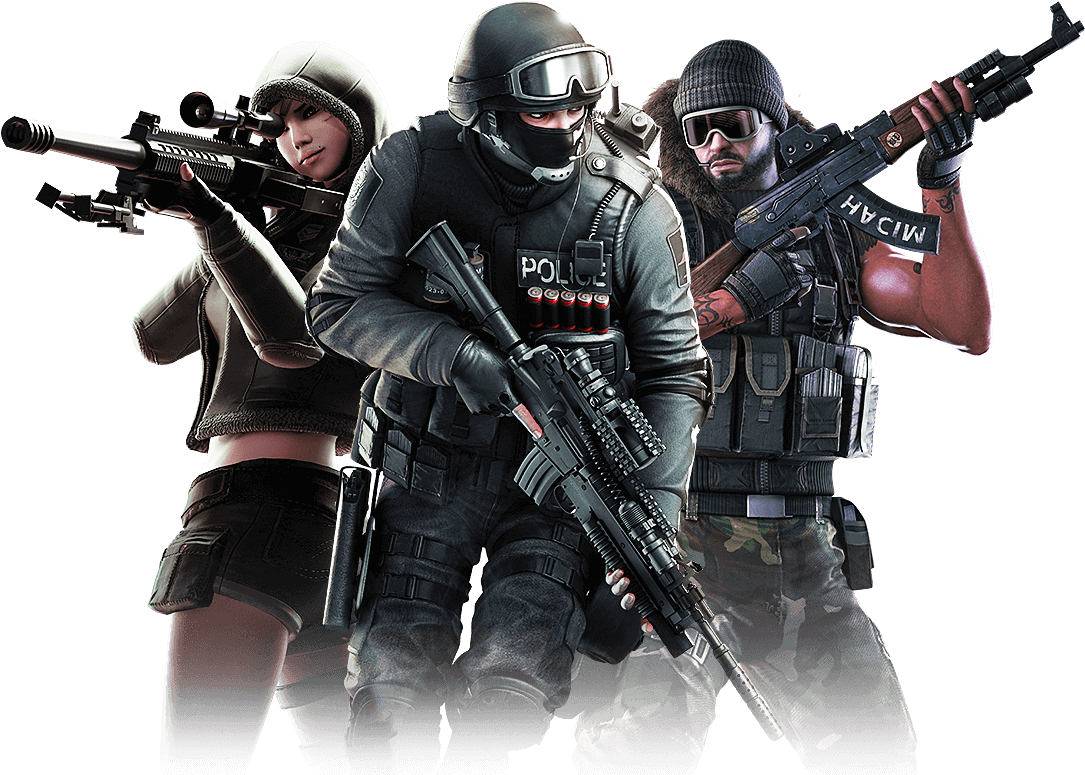 Combatentes Point Blank ao lado da Roleta Competitiva